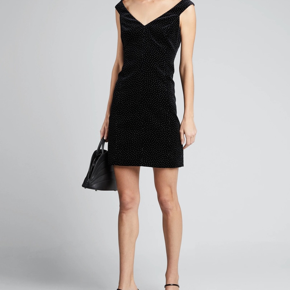 Theory Off the Shoulder Dotted Mini Dress